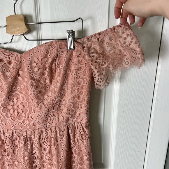 Dress The Population River Lace Off The Shoulder Blush Midi Dress L - Picture 4 of 8